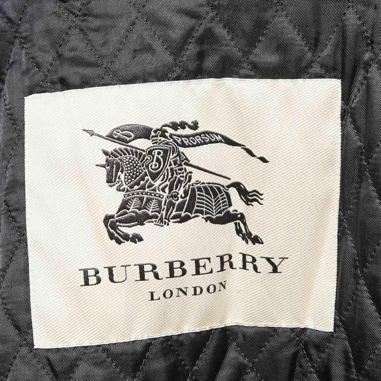 Pre Owned Burberry London Navy Blue Wool Blend Double Breasted Coat XL