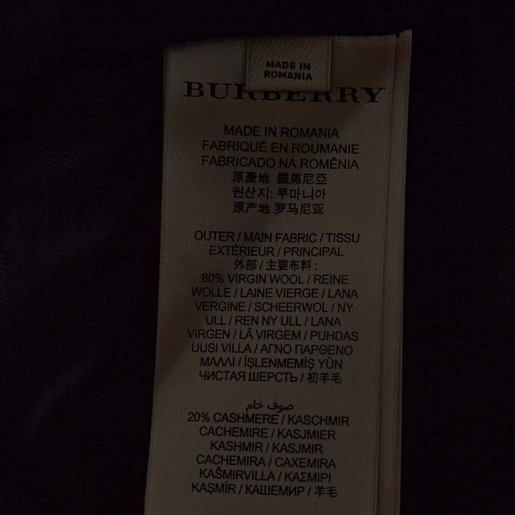 Pre Owned Burberry London Navy Blue Wool Blend Double Breasted Coat XL