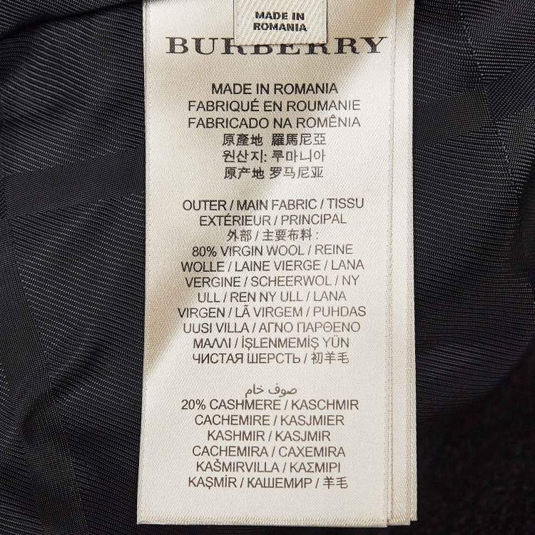 Pre Owned Burberry London Navy Blue Wool Blend Double Breasted Coat XL