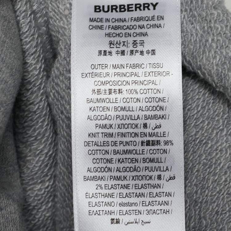 Pre Owned Burberry Grey Knit Monogram And Equestrian Knight Embroidery Hoodie XS