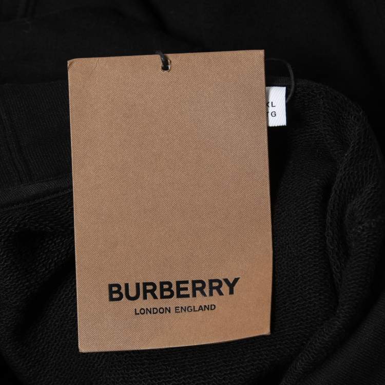 Pre Owned Burberry London Black Bambi Print Cotton Hooded Sweatshirt XXL