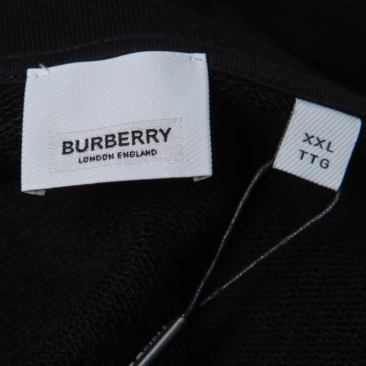 Pre Owned Burberry London Black Bambi Print Cotton Hooded Sweatshirt XXL