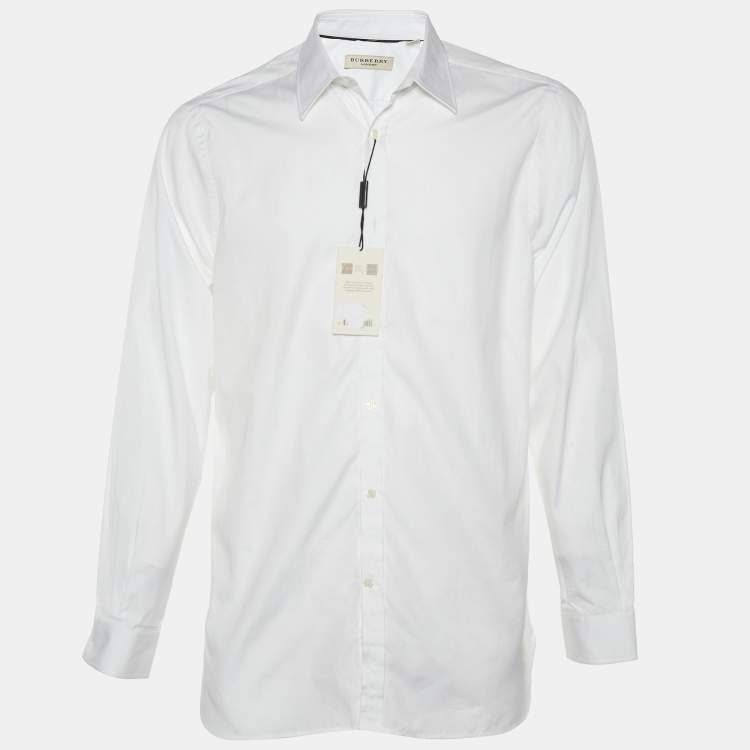 Pre Owned Burberry White Cotton Button Front Treyforth Shirt L