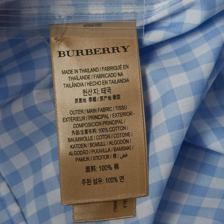 Pre Owned Burberry London Blue Checked Cotton Long Sleeve Shirt XXL