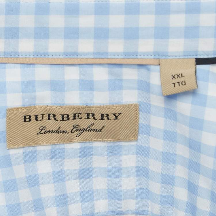 Pre Owned Burberry London Blue Checked Cotton Long Sleeve Shirt XXL