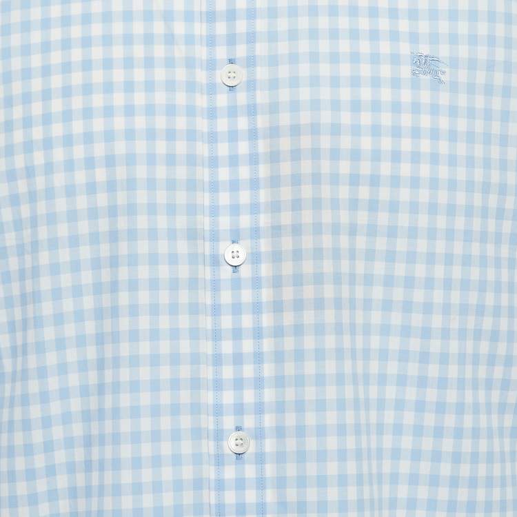 Pre Owned Burberry London Blue Checked Cotton Long Sleeve Shirt XXL