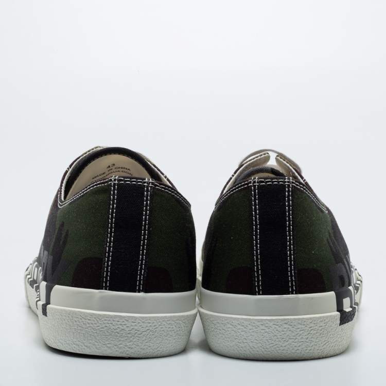 Pre Owned Burberry Green Camo Print Canvas Larkhall Low Top Sneakers Size 43