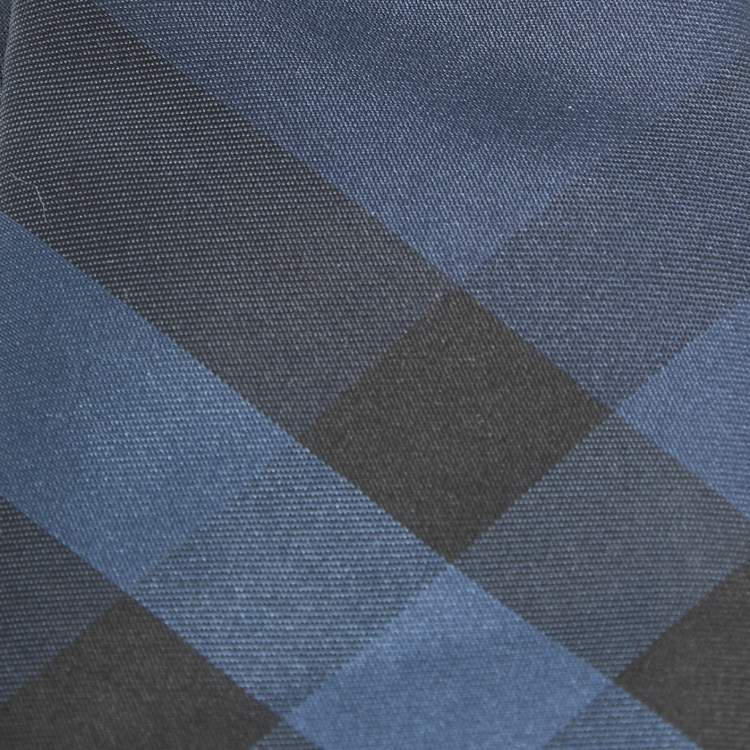 Pre Owned Burberry Navy Blue Checked Silk Tie 