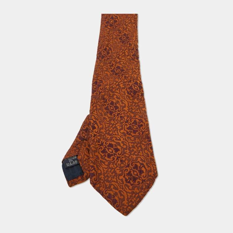 Pre Owned Burberry Brown Paisley Print Silk Tie