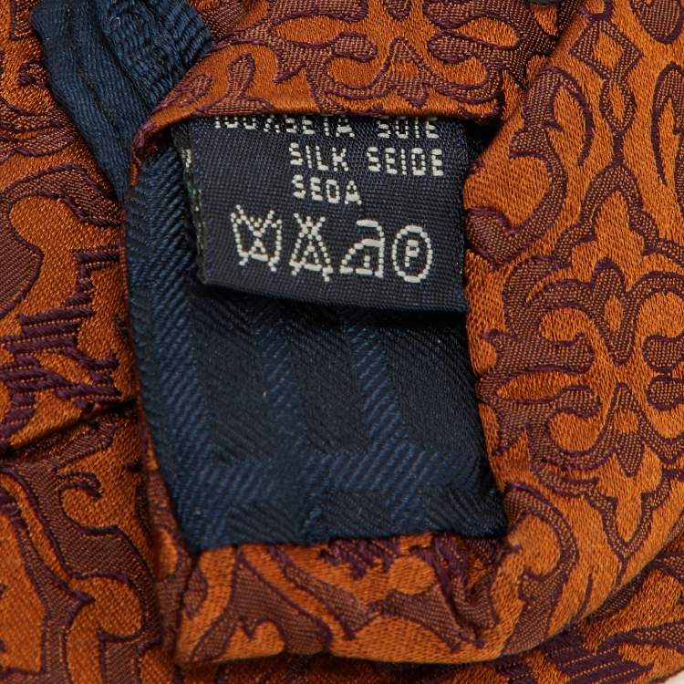 Pre Owned Burberry Brown Paisley Print Silk Tie