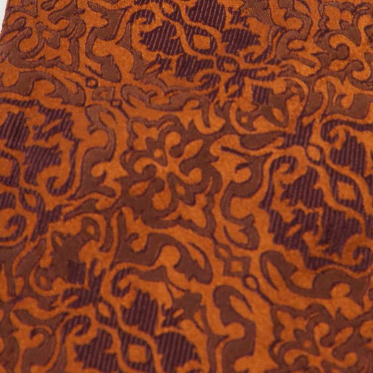 Pre Owned Burberry Brown Paisley Print Silk Tie