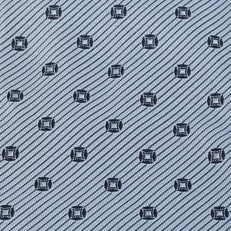 Pre Owned Burberry London Blue Jacquard Silk Traditional Tie 