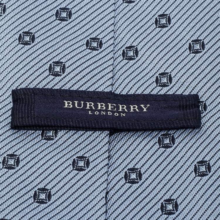 Pre Owned Burberry London Blue Jacquard Silk Traditional Tie 