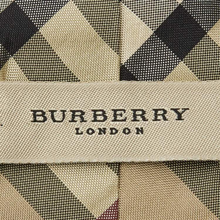 Pre Owned Burberry Beige Giant Check Silk Traditional Tie