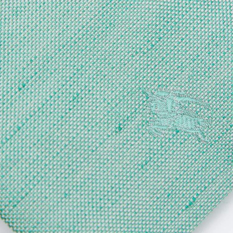 Pre Owned Burberry London Green Linen Silk Skinny Tie