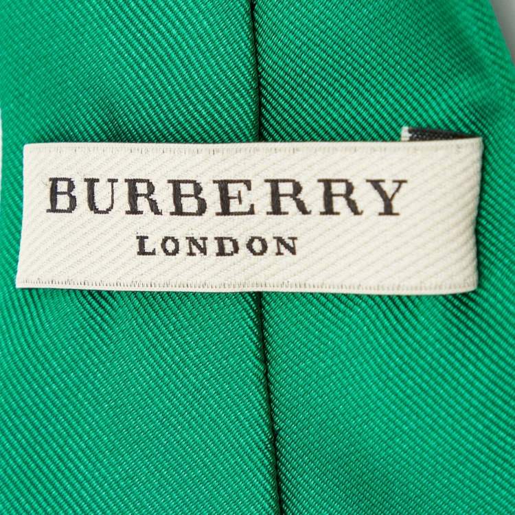 Pre Owned Burberry London Green Silk Tie