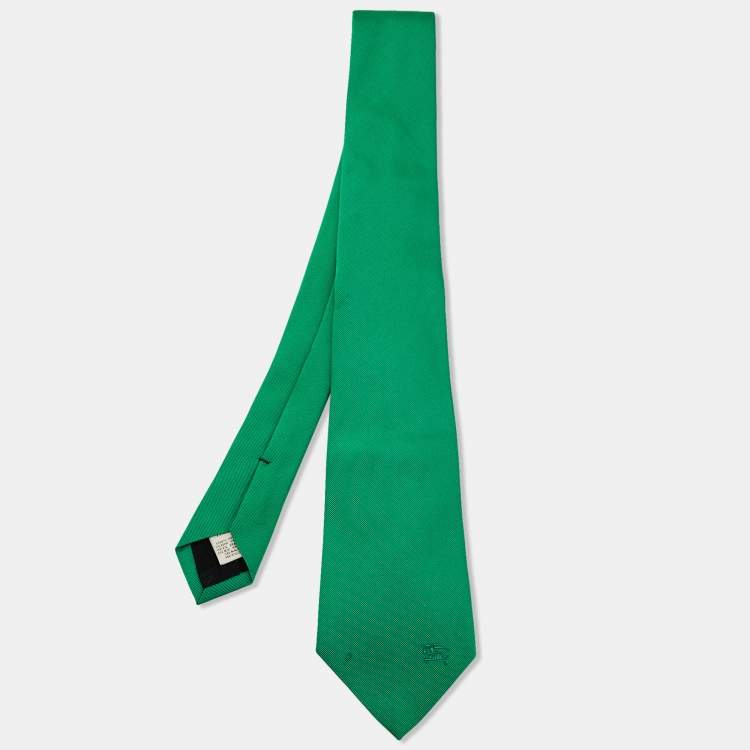 Pre Owned Burberry London Green Silk Tie