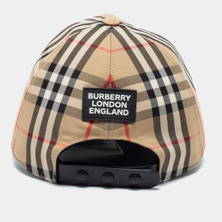 Pre Owned Burberry London Beige Vintage Check Baseball Cap M