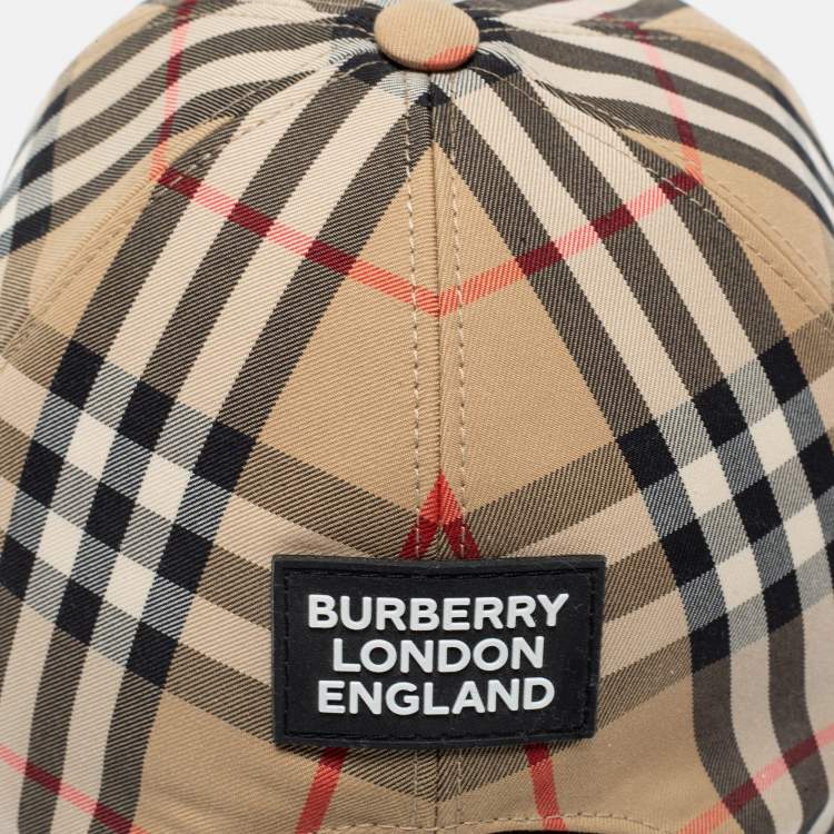 Pre Owned Burberry London Beige Vintage Check Baseball Cap M
