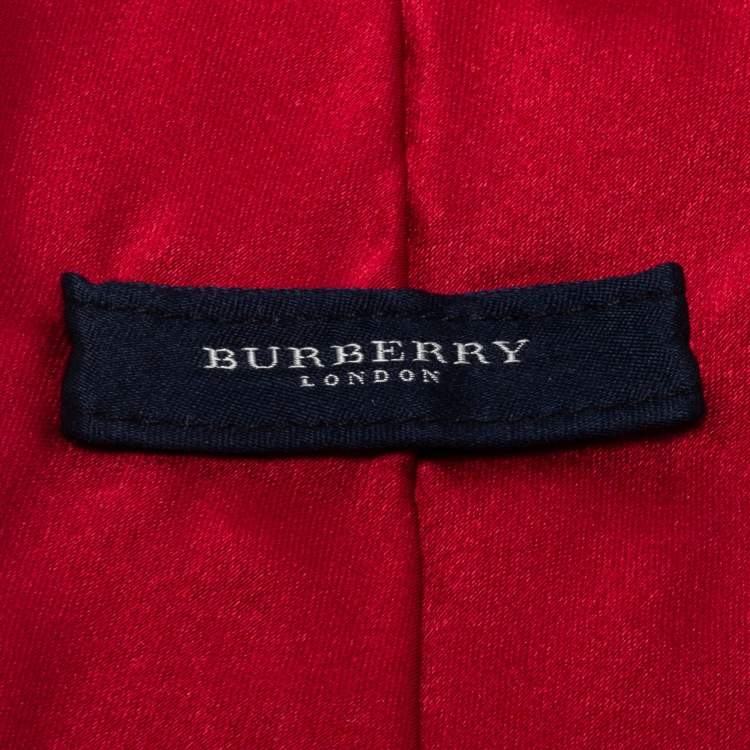 Pre Owned Burberry Vintage Red Satin Silk Tie