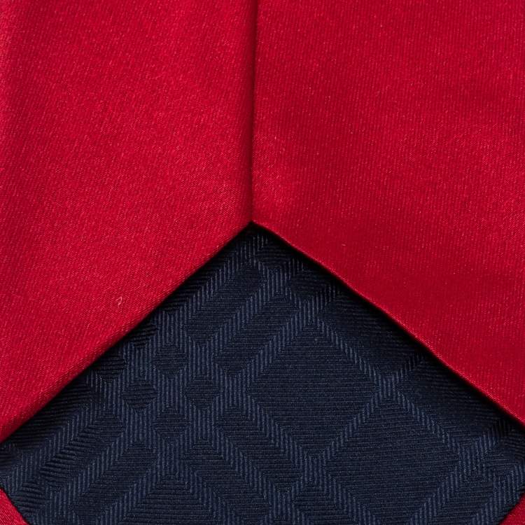 Pre Owned Burberry Vintage Red Satin Silk Tie
