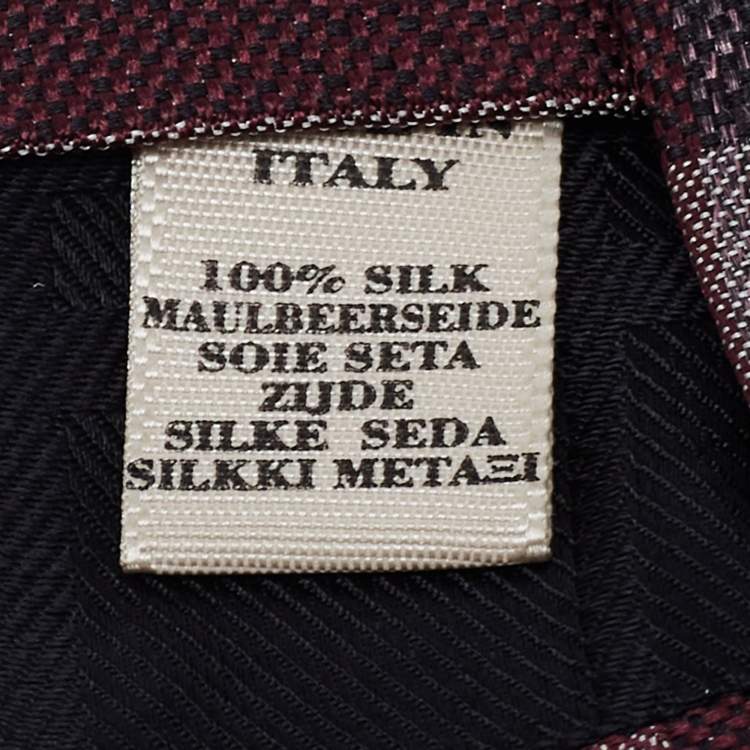 Pre Owned Burberry Burgundy Checkered Silk Tie