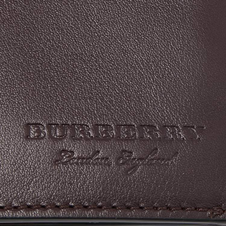 Pre Owned Burberry Burgundy Textured Leather Long Bifold Wallet