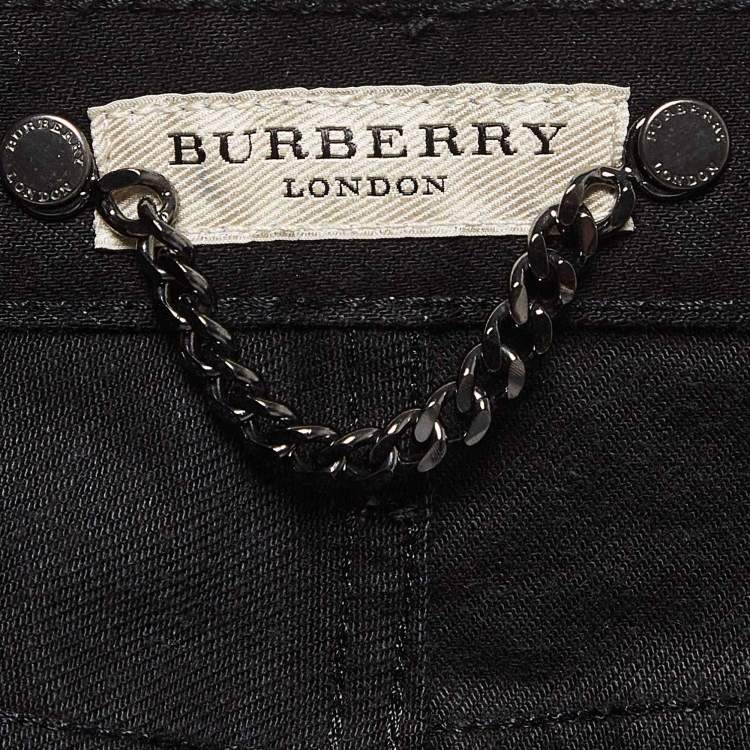 Pre Owned Burberry Black Denim Straight Leg Steadman Jeans L Waist 34"