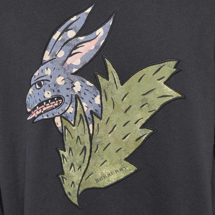 Pre Owned Burberry London Black Monster Rabbit Print Cotton Knit Sweatshirt XL