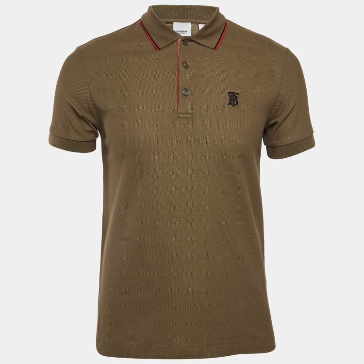 Burberry Olive Green Cotton Pique Short Sleeve Polo T shirt S Burberry London TLC