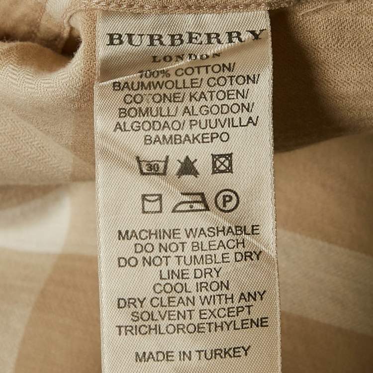 Pre Owned Burberry Beige Checked Cotton Long Sleeve Shirt M