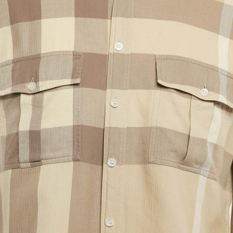 Pre Owned Burberry Beige Checked Cotton Long Sleeve Shirt M