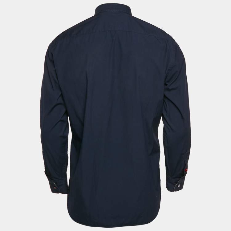 Pre Owned Burberry London Navy Blue Cotton Button Front Shirt L