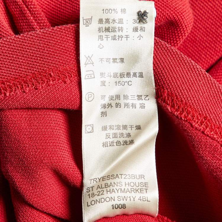 Pre Owned Burberry Red Cotton Pique Polo T-Shirt M