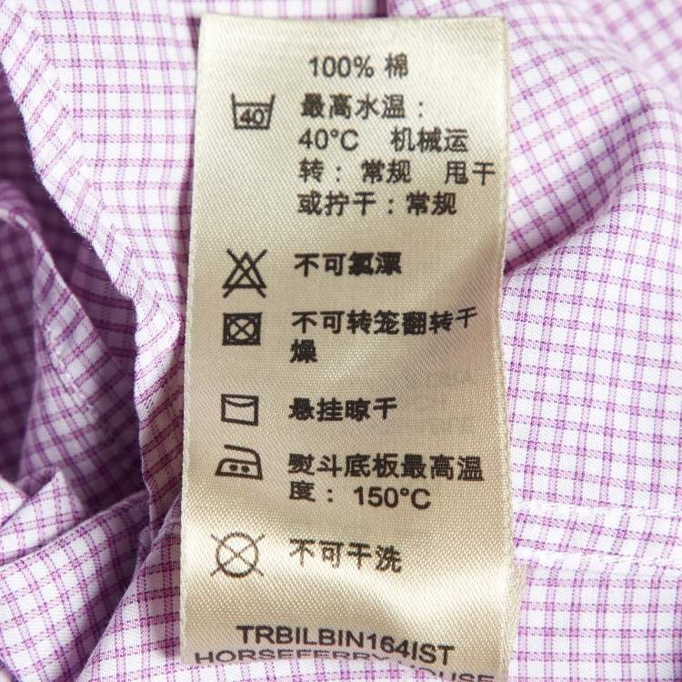 Pre Owned Burberry Pink Pin Checked Cotton Button Down Shirt M