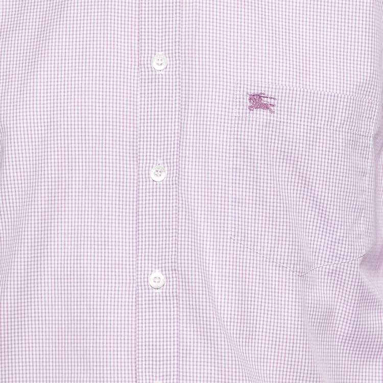 Pre Owned Burberry Pink Pin Checked Cotton Button Down Shirt M