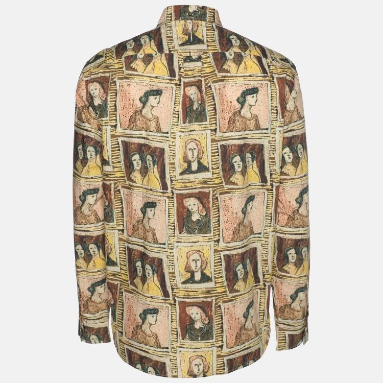 Pre Owned Burberry Multicolor Frame Head Print Cotton Front Button Shirt L