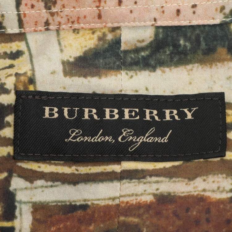 Pre Owned Burberry Multicolor Frame Head Print Cotton Front Button Shirt L