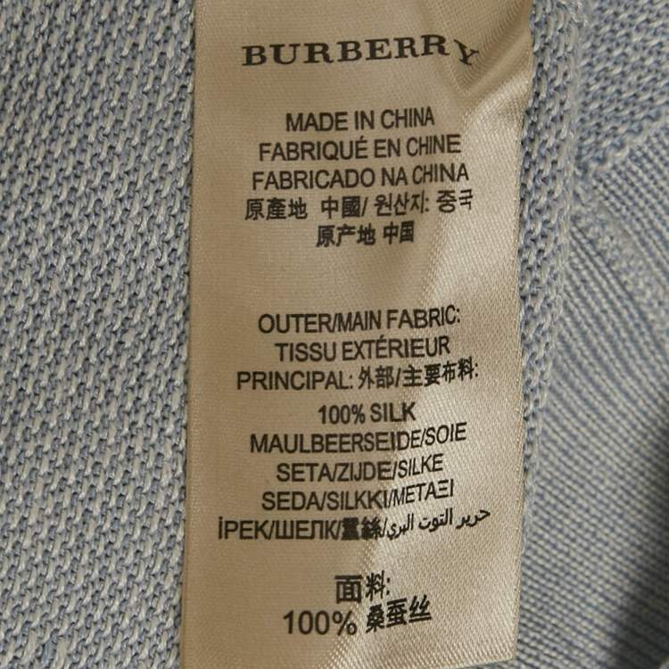 Pre Owned Burberry London Blue Silk Jacquard Knit Jumper S