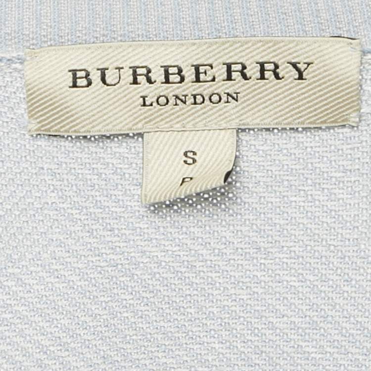 Pre Owned Burberry London Blue Silk Jacquard Knit Jumper S