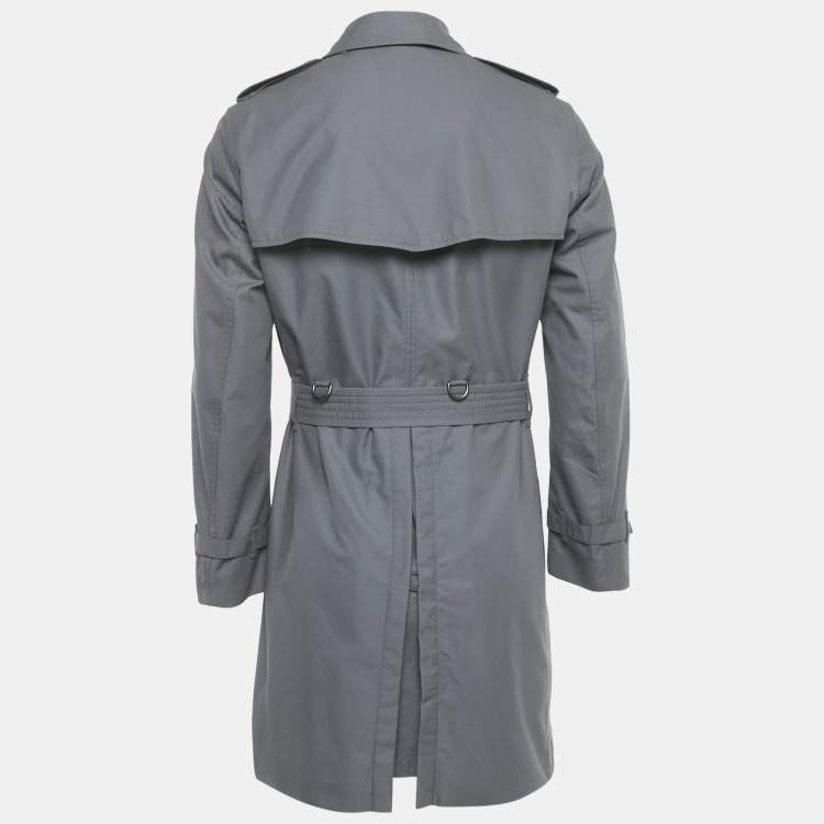 Pre Owned Burberry Grey Cotton Chelsea Heritage Mid Length Trench Coat M