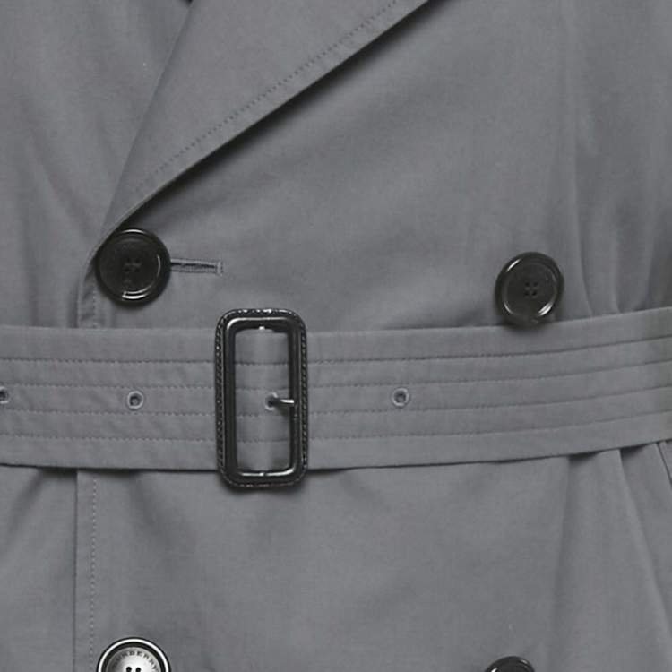 Pre Owned Burberry Grey Cotton Chelsea Heritage Mid Length Trench Coat M