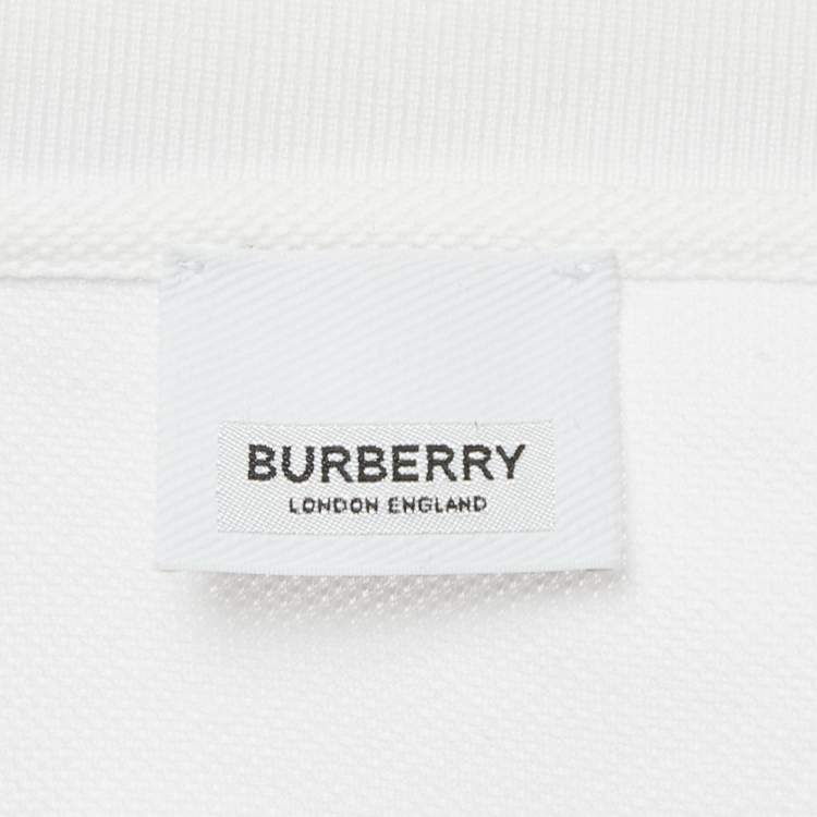 Pre Owned Burberry White Stripe Trim Cotton Polo T-Shirt XXL 