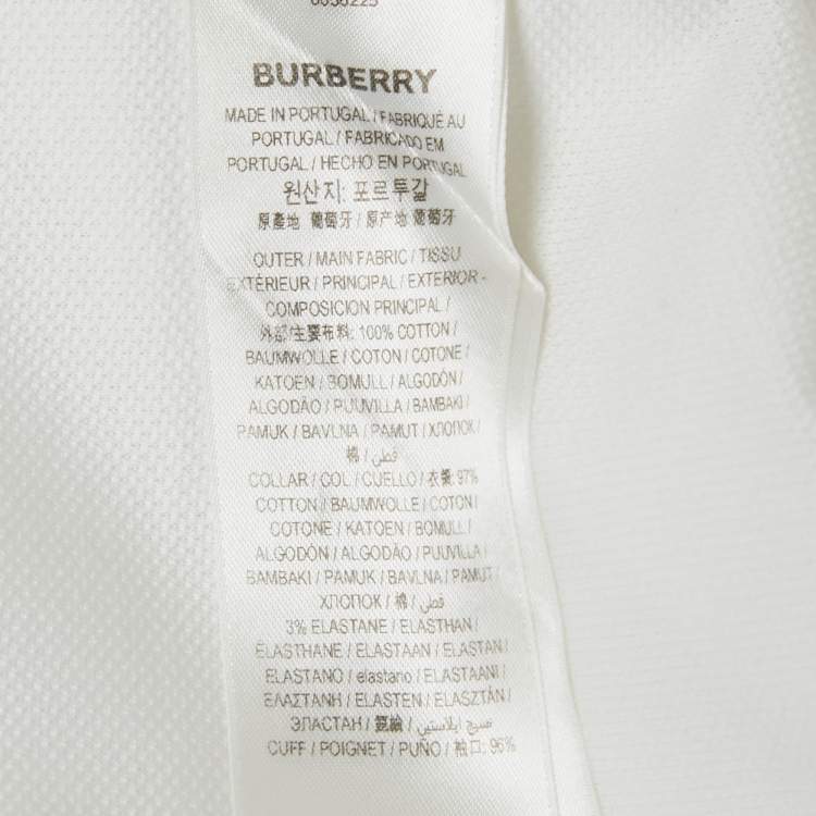 Pre Owned Burberry White Stripe Trim Cotton Polo T-Shirt XXL 