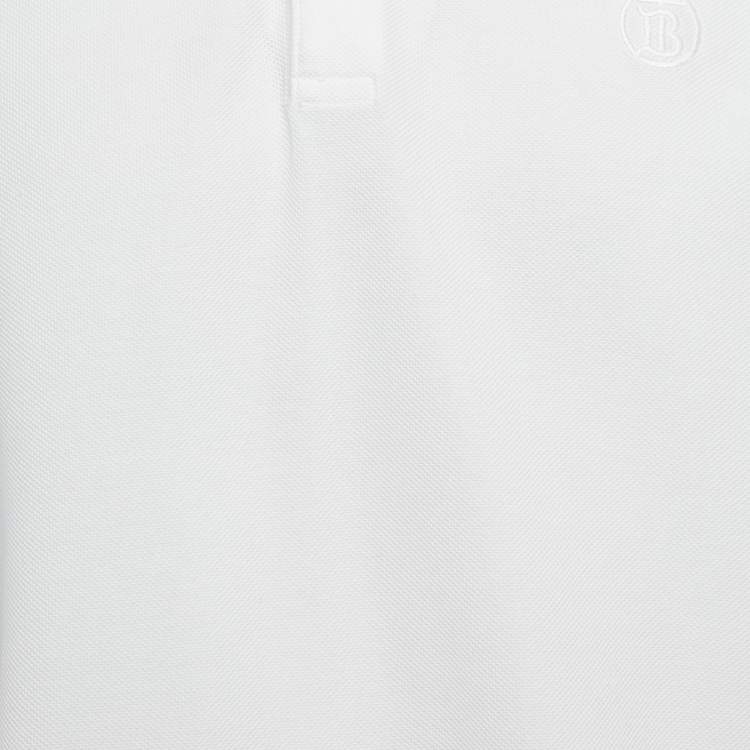 Pre Owned Burberry White Stripe Trim Cotton Polo T-Shirt XXL 