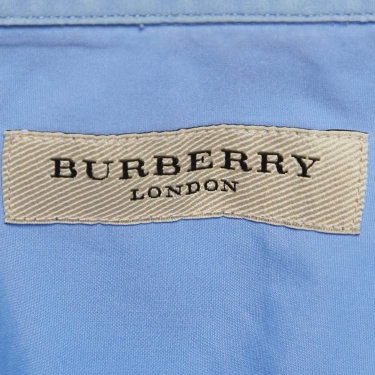 Pre Owned Burberry London Blue Cotton Full Sleeve Shirt XXXL