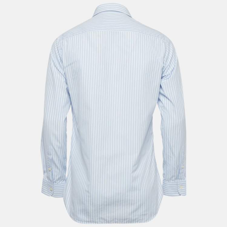 Pre Owned Burberry London White/Blue Striped Cotton Florence Shirt M