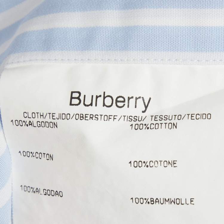 Pre Owned Burberry London White/Blue Striped Cotton Florence Shirt M