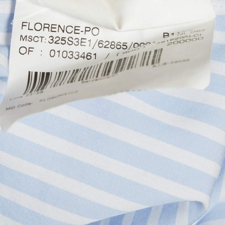 Pre Owned Burberry London White/Blue Striped Cotton Florence Shirt M
