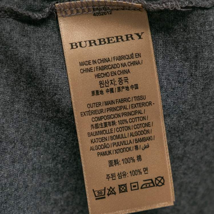 Pre Owned Burberry London Grey Cotton Flocked Beast Printed T-Shirt L